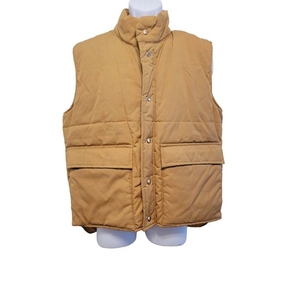 Christopher Rand Puffer Ski Vest Rare Trucker Ranch Cowboy Tan Men Large - Picture 3 of 4